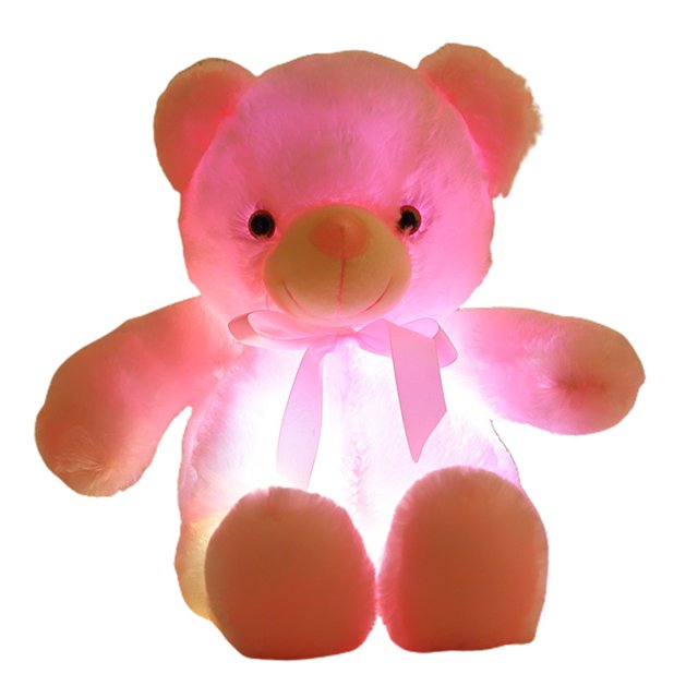 Glow Teddy Bear with Bowtie Creatives Stuffed Animal Soft LED Light Up