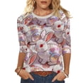 thumbnail image 3 of cocolona Womens Easter 3/4 Sleeve Shirts Cute Bunny T-Shirts Summer Crew Neck Tops Graphic Tees, 3 of 7