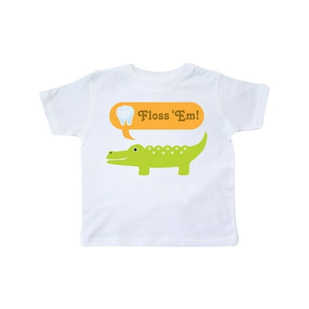 

Inktastic Funny Alligator Floss Em Tooth Gift Toddler Boy or Toddler Girl T-Shirt