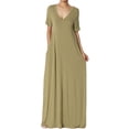 thumbnail image 1 of TheMogan Robe Maxi Surdimensionnée en Jersey Doux pour Femmes, Col en V, Manches Courtes avec Poche, 1 of 6