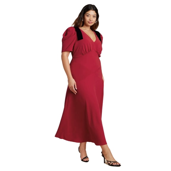 ELOQUII Women's Plus Size Flowy Bow Detail Maxi Dress