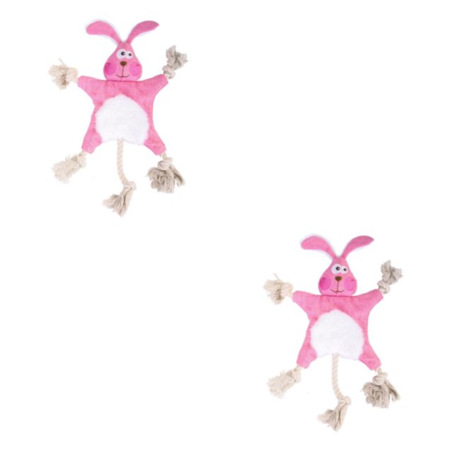 Transemion Polyester Stylish Pet Toy For Dogs Easy To Clean And Safe For Playtime Good Gift Plush Dog Toy rabbit 2Set