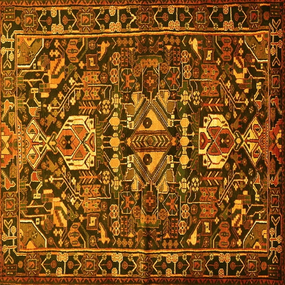 Ahgly Company Indoor Square Animal Yellow Traditional Area Rugs, 4' Square