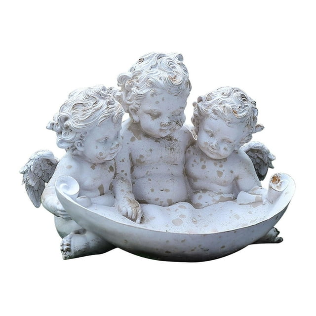 jesticaly Angels Garden Statue Sculpture for Landscape Bird Feeder Bowl Areas Poolside