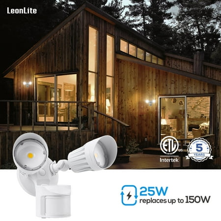 

LEONLITE 2 Pack Motion Sensor LED Security Light Dusk to Dawn Outdoor Flood Lights Adjustable 2-Head IP65 Waterproof 20W(150W Eqv.) Warm White White