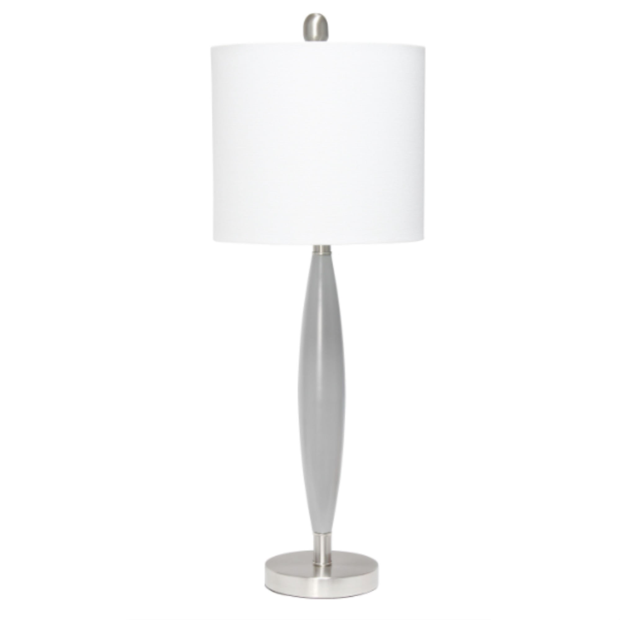  Lalia Home Stylus Table Lamp with White Fabric Shade, Gray