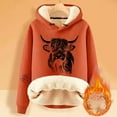 thumbnail image 2 of Womens Cozy Hoodies Thick Long Sleeve Highland Cattle Print Hooded Sweatshirt Fall Fashion Pullover Sweaters Winter Clothes, 2 of 4