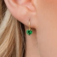 thumbnail image 3 of Gem Stone King 14K Yellow Gold Green Zirconia Leverback Earrings for Women | 2.00 Cttw | Gemstone Birthstone | Heart Shape 5MM, 3 of 6