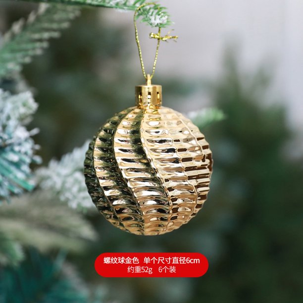Xiao Hua 6 bolas navideñas irrompibles para árbol de Navidad, colgantes para decoración navideña, bodas, fiestas, 2,36 pulgadas, doradas.