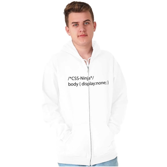 Funny Computer Coding Joke CSS Ninja Zip Up Hoodie Men's Women's Brisco Brands S