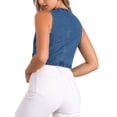 thumbnail image 3 of CHALCO INSPIRE CHIC Chaleco de Mezclilla para Mujer Y2K Cuello en V Sin Mangas Botones Chaleco Corto M Azul, 3 of 6