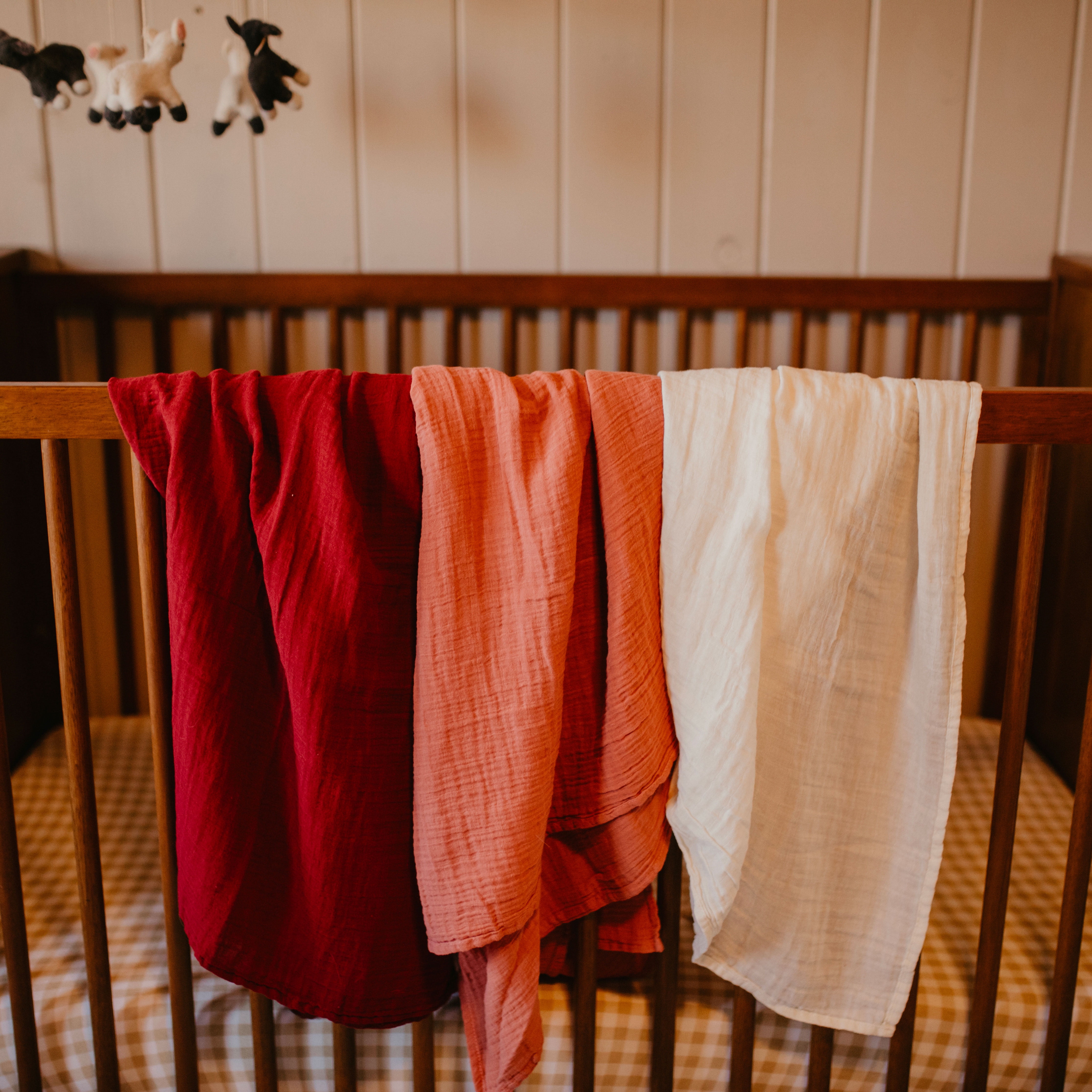 Parker Baby Swaddles - 3 Pack Infant 100% Cotton Muslin Femal Swaddle Blankets - Rose Set