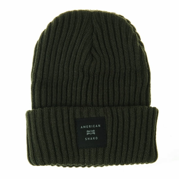 WITHMOONS Beanie Hat Ribbed Slouchy American Union Jack Patch CR5802 (Green)