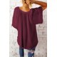 thumbnail image 1 of ABPHQTO Top suelto plisado con cuello dividido rojo para mujer, 1 of 5