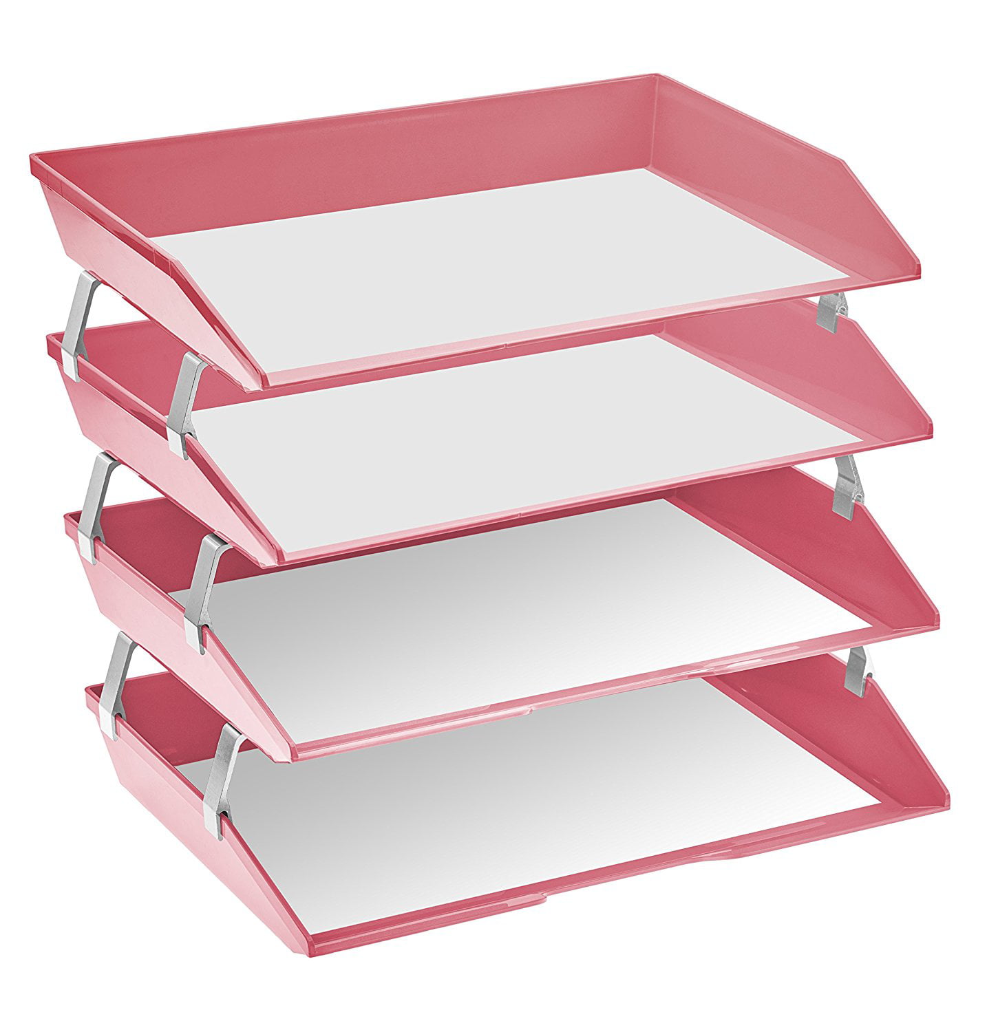 Clear Pink Color Acrimet Facility Letter Tray 4 Tiers 