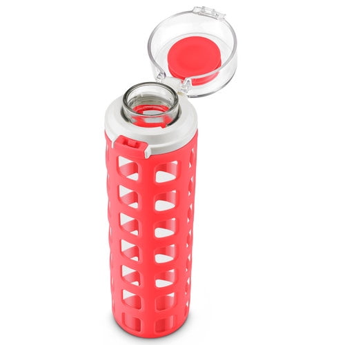 Ello Syndicate BPA-Free Glass Water Bottle with Flip Lid, 20 oz