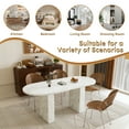 thumbnail image 4 of SESSLIFE Oval Dining Table for 6 people, 62.9'' Modern Farmhouse Dining Table with with Wood Strip Base, Kitchen Table for Home and Office, White Marble Finish, 4 of 10