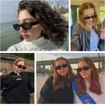 thumbnail image 2 of White Frame with Gray Glitter-Long Keeper Rectangular Sunglasses UV385 Protection Retro Driving Glasses for Women, 2 of 5