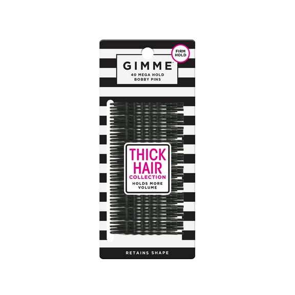 Gimme Bobby Pins, Secure Hold Hair Pins For Thick hair, Black, 40 Count