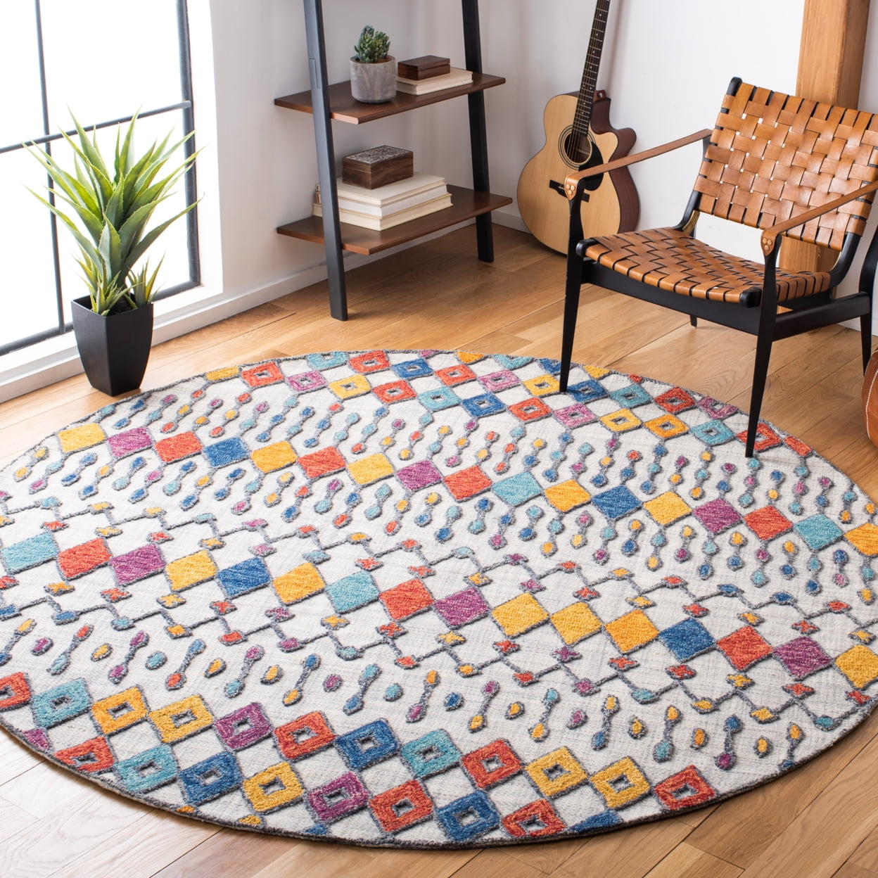 SAFAVIEH Aspen Winfred Geometric Area Rug, Light Grey/Blue, 3' x 5'