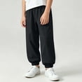 thumbnail image 5 of Nilvkv Boys Lightweight Pants, Boys Pants, Solid Color Cuffed Joggers with Elastic Waist and Side Pockets, ready for Outdoor Sports and Summer Black 14-15 Years, 5 of 8