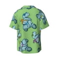 thumbnail image 2 of KLL Motorcycle Riding Dinosaur Print Men's Shirt Short Sleeve Button Down Summer Cuba Beach Shirts- Small, 2 of 7