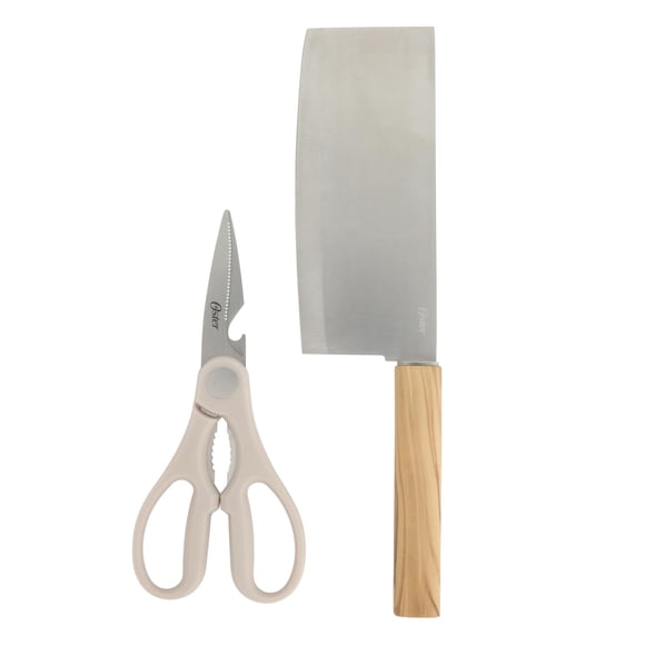 Cuchillo de Cocina Oster Huntingfield 15 cm Cuchilla y Tijeras de Madera de Olivo