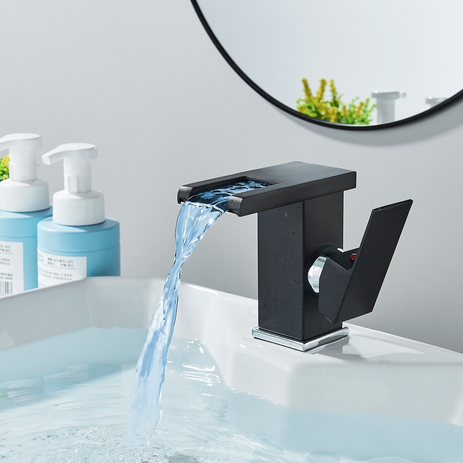 Black LED Bathroom Sink Basin Faucet 1hole Single Handle Lavatory Vanity Mixer