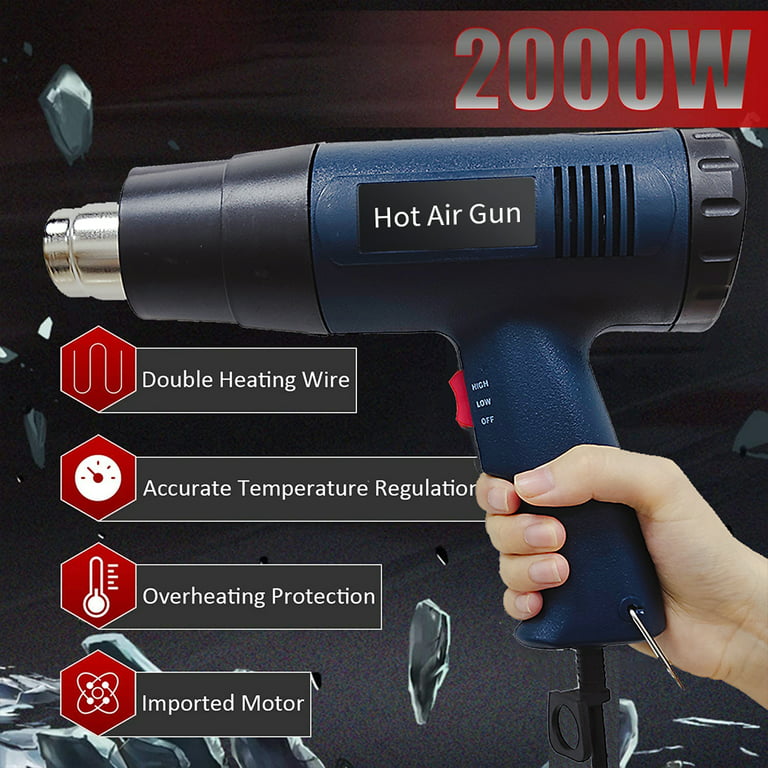 Multi-functional Heat Gun Thermoregulator for Shrink Wrapping, Soldering  and Drying - 2000W Industrial Electric Hot Air Gun
