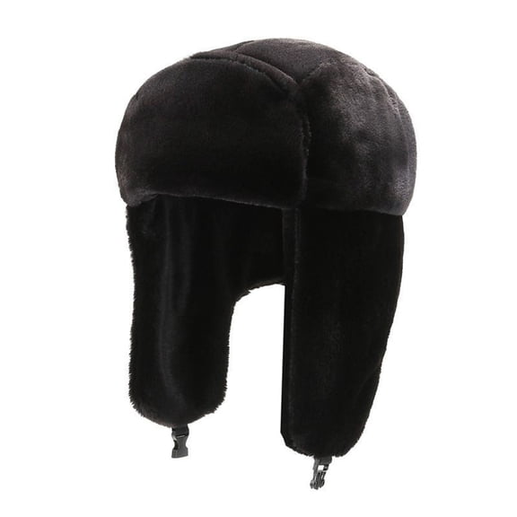 SWSMCLT Women's Winter Ear HatCute Biking Vintage Fleece Cuffed Earflap Buckle Fall Ushanka Snow Trapper Hat Black One Size