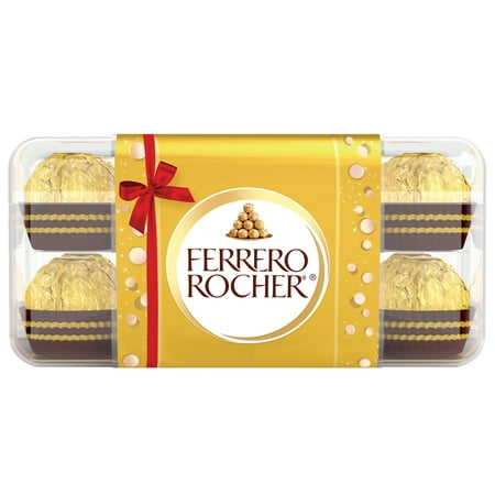 Ferrero Rocher Premium Gourmet Milk Chocolate Hazelnut, Individually Wrapped Candy for Gifting, Great Holiday Gift Box, 7 oz, 16 Count
