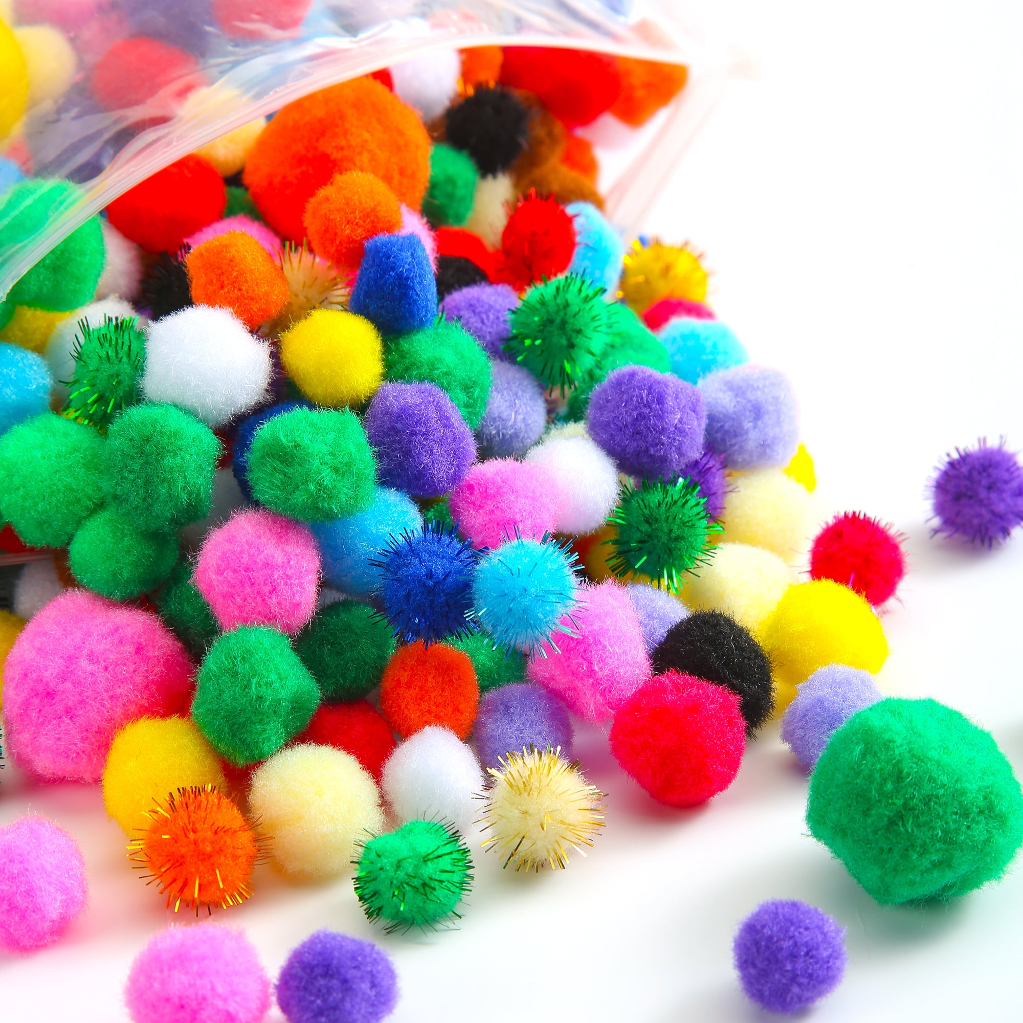 Adeweave 1000 Assorted Craft pom poms Multicolor Bulk pom poms Arts and Crafts  Pompoms for Crafts in Assorted Size- Soft and Fluffy Puff Balls Large  Colored Cotton Balls for Home and School