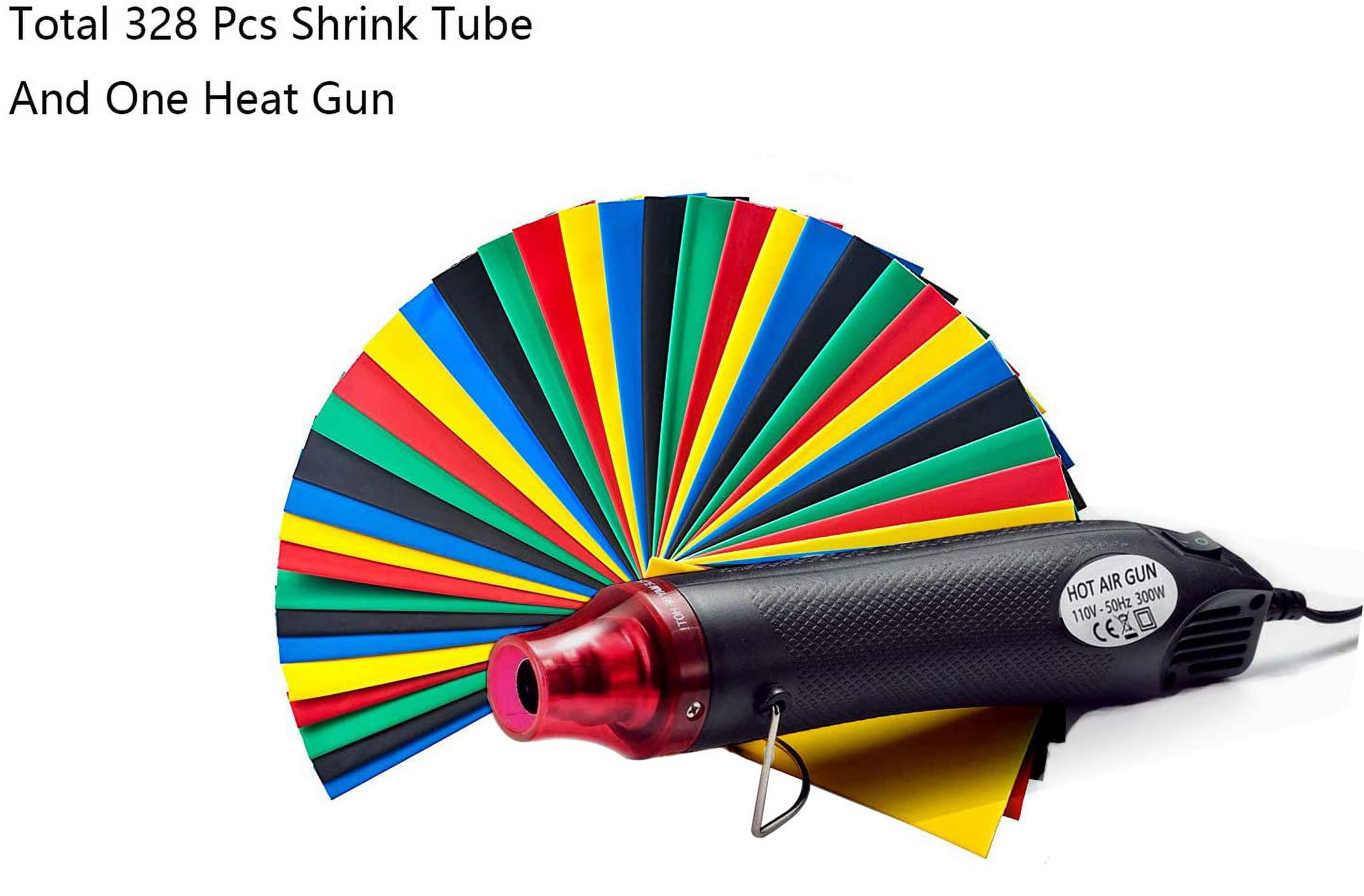 Heat Shrink Tubing Kit,Mini Heat Gun + 328 PCS Heat Shrink Wrap Tube2:1. 