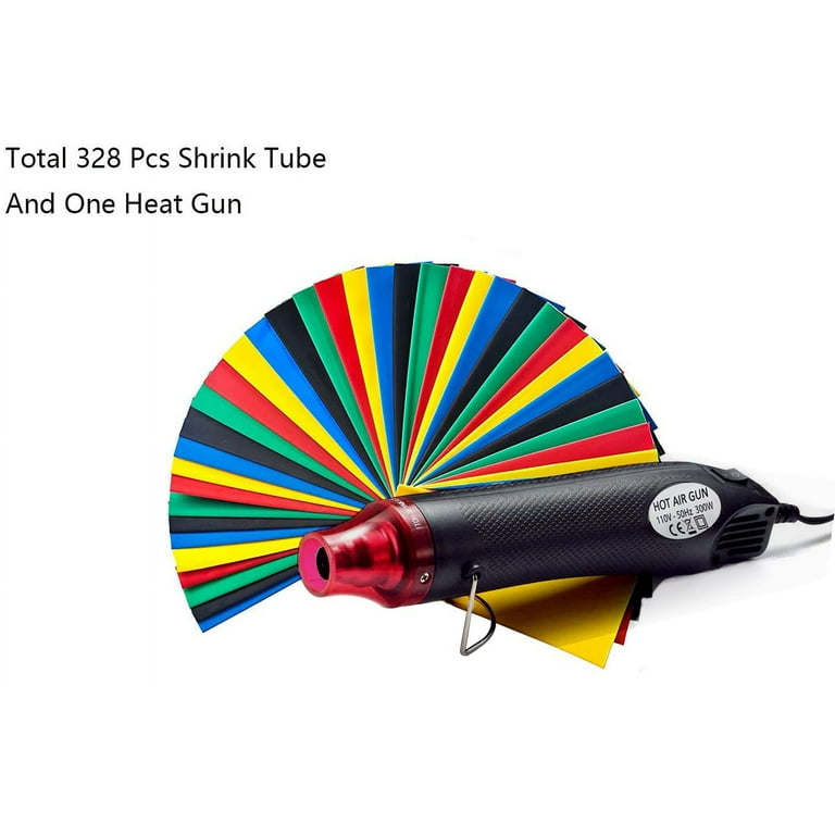 Heat Shrink Tubing Kit,Mini Heat Gun + 328 PCS Heat Shrink Wrap Tube2:1. 