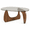 Walnut/Clear Glass/43.3 in, variant on 43.3 Inch Coffee Table for Living Room, Mid Century Modern Center Table with Tea-Tinted Glass Top and Walnut Wood Base, Tea-Tinted/Walnut