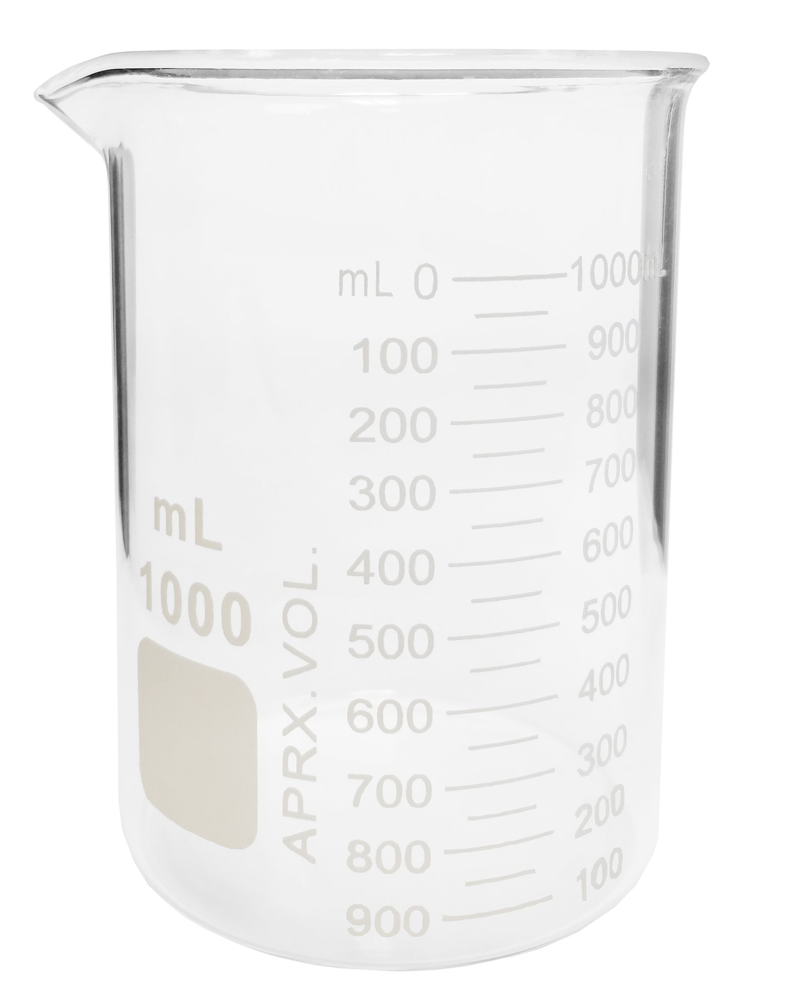 Transparent Frey Scientific Polypropylene Beaker with Handle 1000mL Capacity