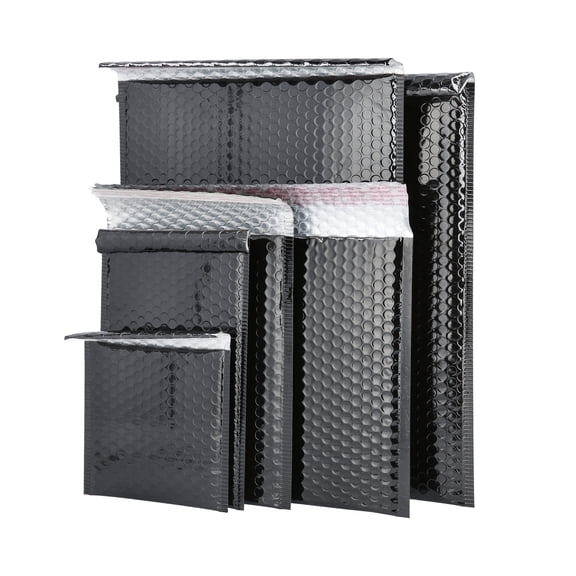 MMBM Black Metallic/Glamour Bubble Mailers 250 PCS Shipping Mailing Padded Envelopes Self-Seal Bags 7" x 6.75"