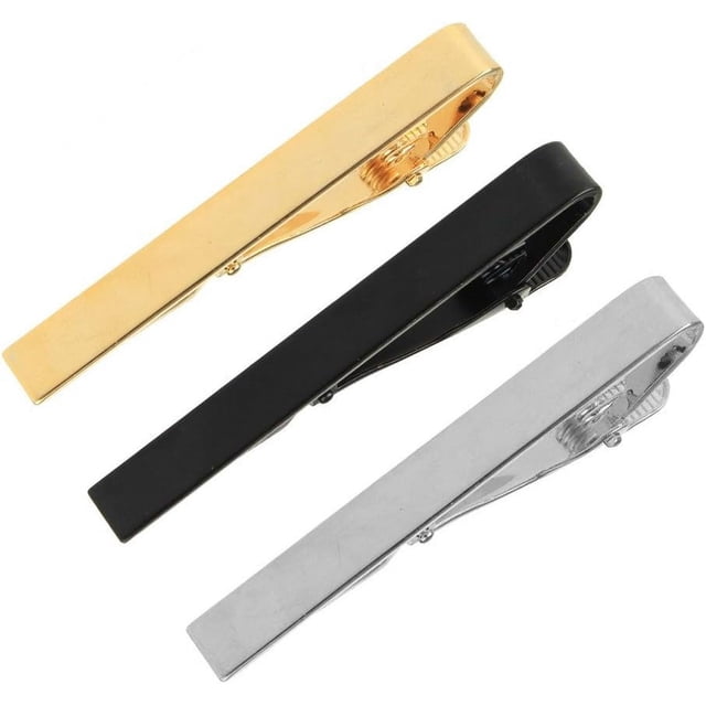 Ensemble de 3 Pinces à Cravate, Pinces à Cravate Classiques Argent Doré Noir