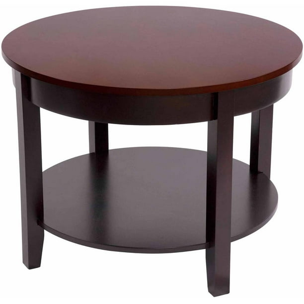 Bay S 30 Round Coffee Table With Accent And Lower Shelf Espresso Cherry Top Com Round Coffee Table With Accent, Lower Round Coffee Table