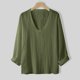 thumbnail image 2 of Camisas s Para Hombre De Vestir Camiseta casual de manga larga con cuello redondo de color sólido para hombre (Green, M), 2 of 5