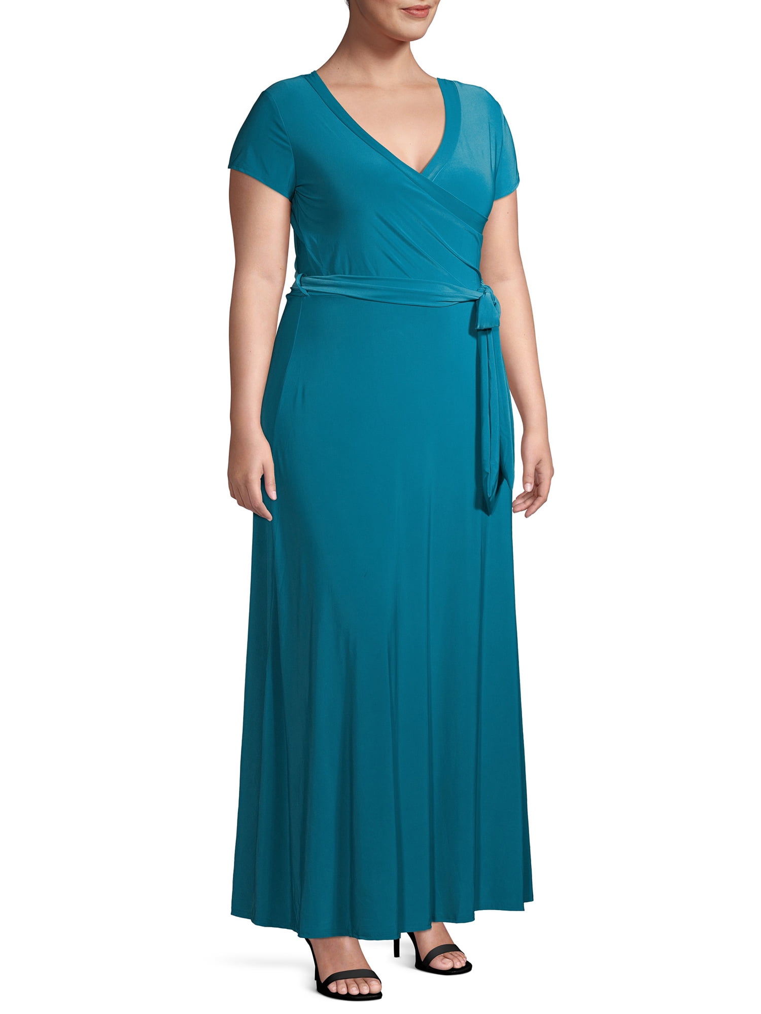 short sleeve maxi wrap dress
