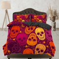 thumbnail image 1 of Juego de Funda Nórdica Calaveras de Colores, Ropa de Cama con Funda de Almohada, 1 of 4