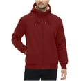 thumbnail image 5 of LODIENY Men’s Fleece Lined Zip Up Hoodie Tops Mid-Weight Long Sleeve Drawstring Hooded Outwear Jacket Regular Fit Winter Plush Thick Warm Athletic Sweatshirt with Pockets Wine S, 5 of 10