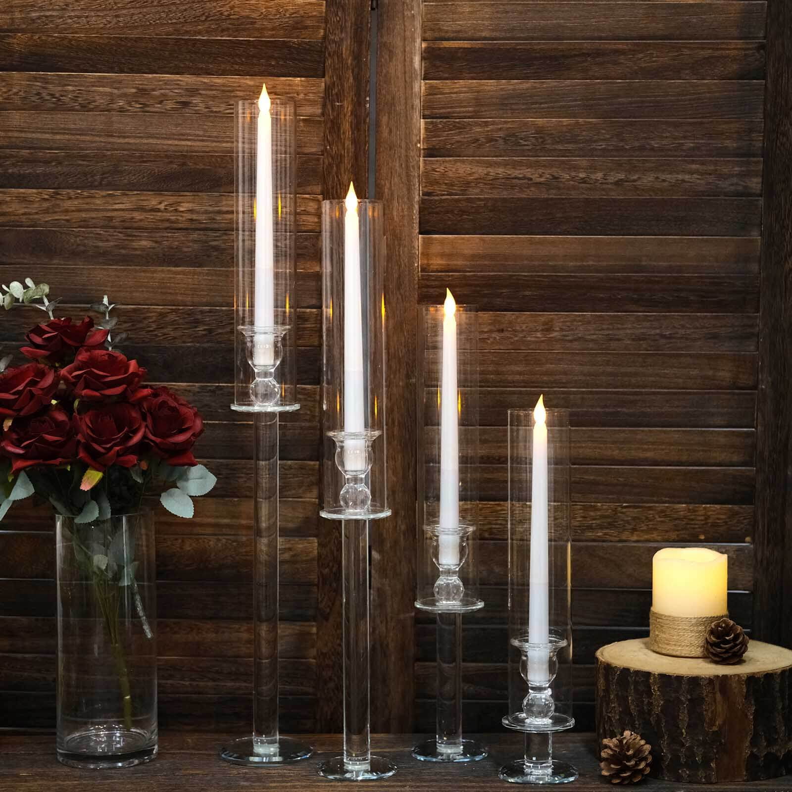 Efavormart Set of 4 - Clear Crystal Large Candlestick