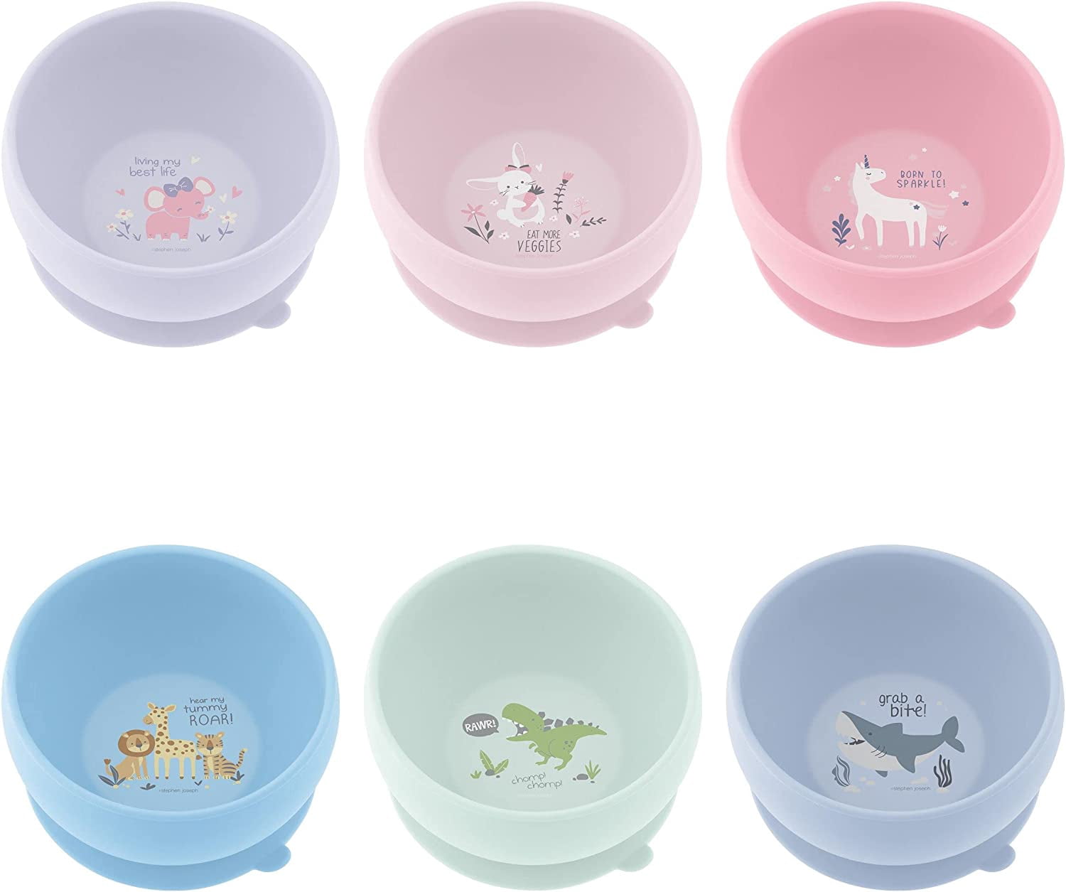 Stephen Joseph, Silicone Baby Bowls, Suction Bowl, Stay Put Suction Bowl, First Stage Self Feeding, Unicorn