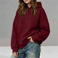 thumbnail image 6 of Loose Fit Hoodie for Women,Oversized Solid Color Long Sleeve Pullover Casual Basic Sweatshirts,Campus School Daily Wear, 6 of 6