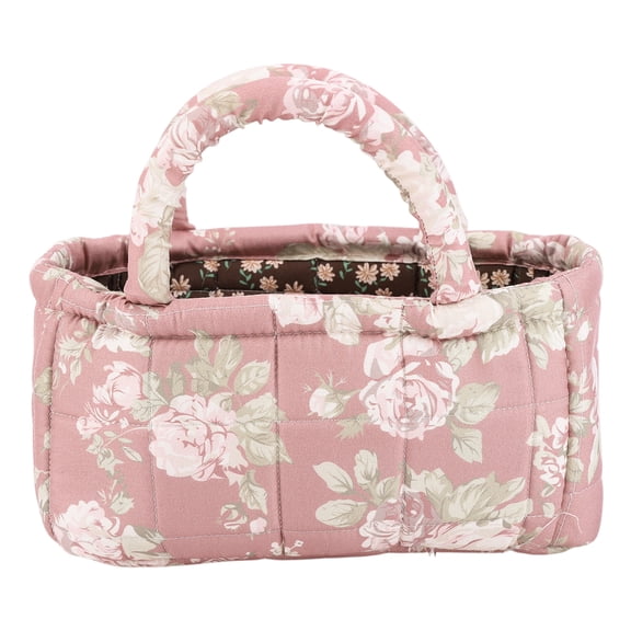 HUISZJ Quilted Laundry Basket, Floral Print Organizer Bin, Quilted Storage Basket for Home Picnic Shopping Travel (Style 1)