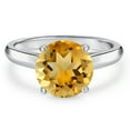 thumbnail image 3 of Gem Stone King 10K White Gold Yellow Citrine Solitaire Engagement Ring for Women | 2.80 Cttw | Round 9MM | Gemstone November Birthstone | Size 7, 3 of 6