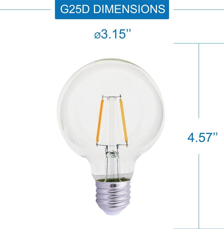 Great Value LED Bulbs, 3-Watt (40W Equivalent) G25 Deco Bulbs E26 Base Soft White, 3-Pack
