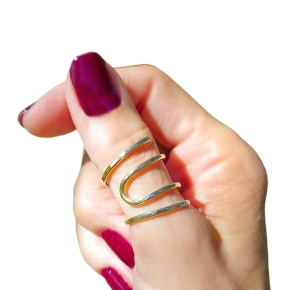 14k Gold Filled Thumb Ring for Women Hammered U shape Savannah 9